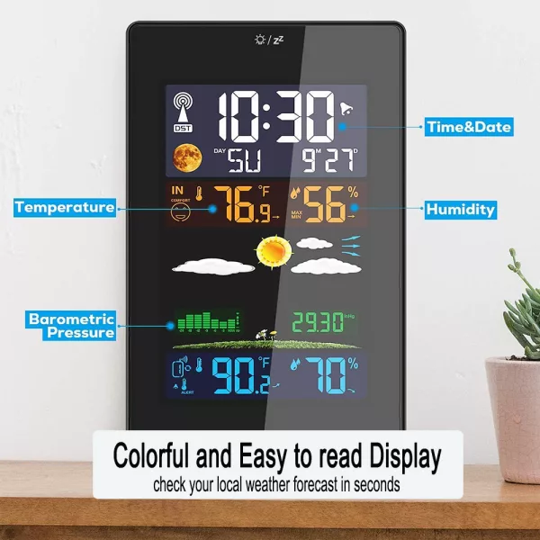 Wireless Indoor and Outdoor Weather Station Color Screen- USB Plugged-in_4