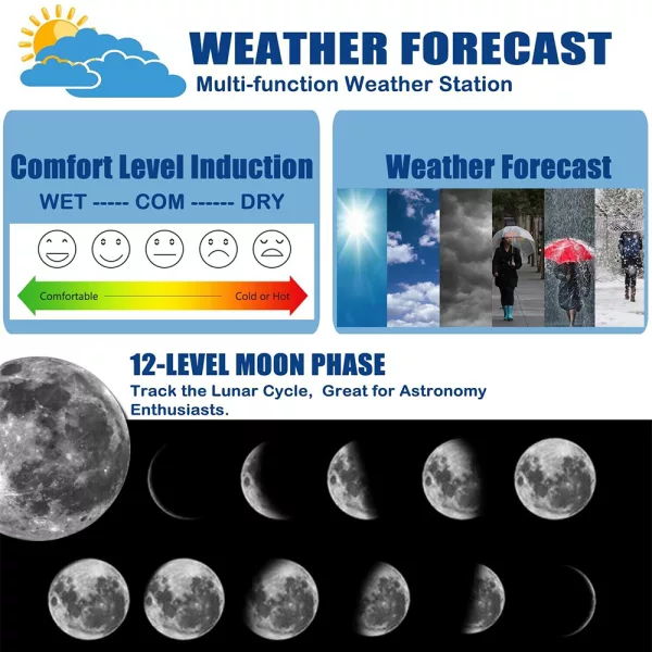 Wireless Indoor and Outdoor Weather Station Color Screen- USB Plugged-in_8