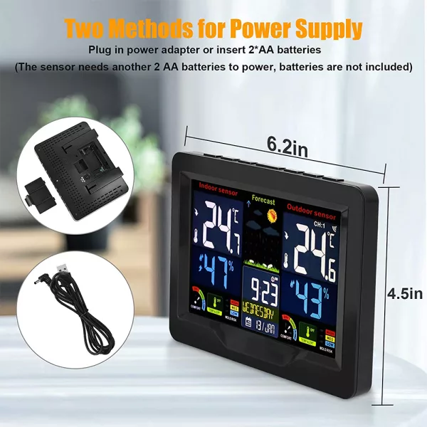 Wireless Thermometer and Humidity Monitor Color Display- USB Plugged-in_8