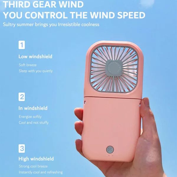 3 Speed Foldable USB Rechargeable Handheld Fan_9