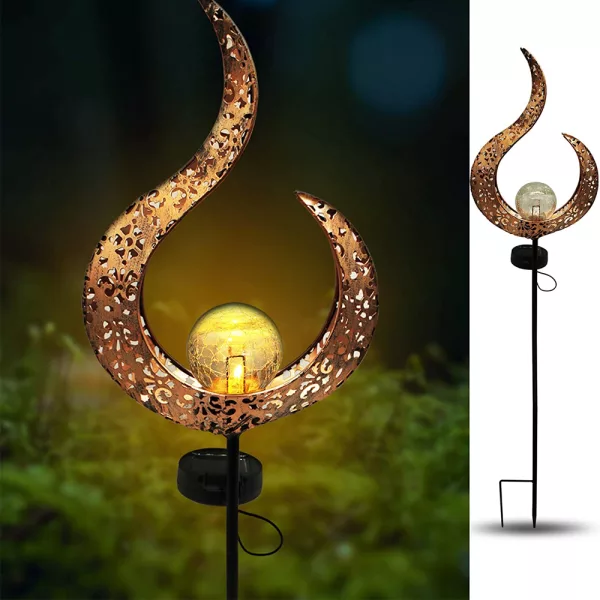 1 Pc Garden Décor Outdoor Solar Powered Hollow Flame Light_1