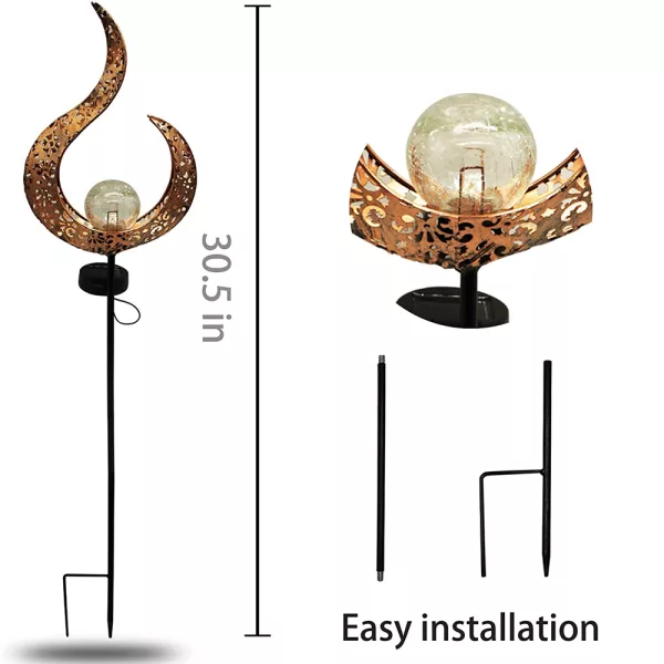 1 Pc Garden Décor Outdoor Solar Powered Hollow Flame Light_8