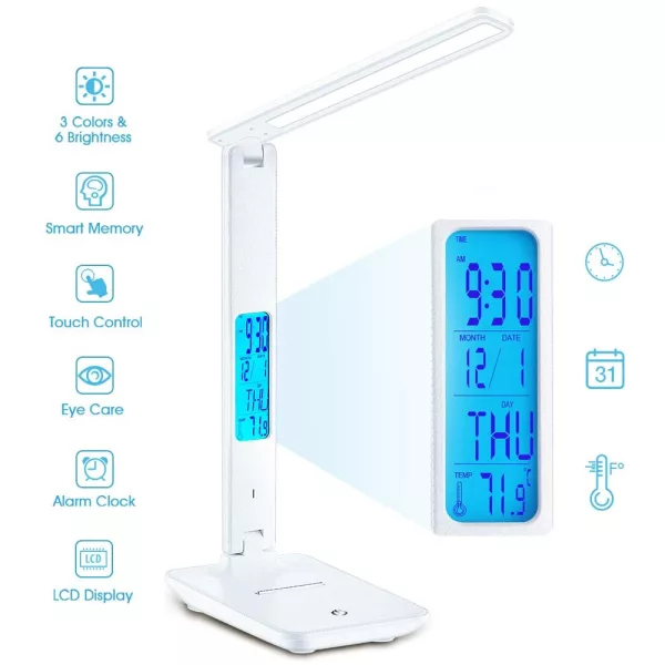 Foldable Wireless LED Desk Lamp and Digital Clock- USB Charging_4