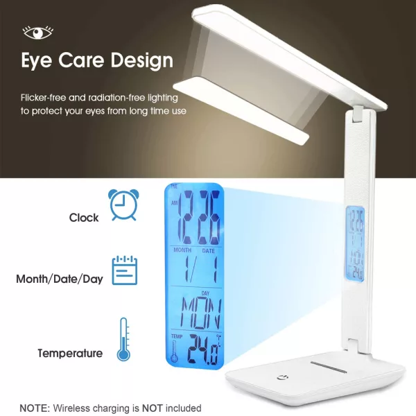 Foldable Wireless LED Desk Lamp and Digital Clock- USB Charging_5