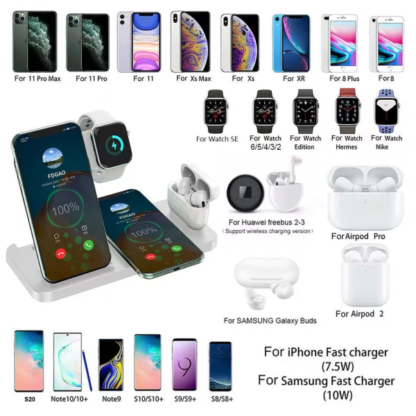 4-in-1 Wireless Fast Charging Station for QI Devices- USB Powered_3