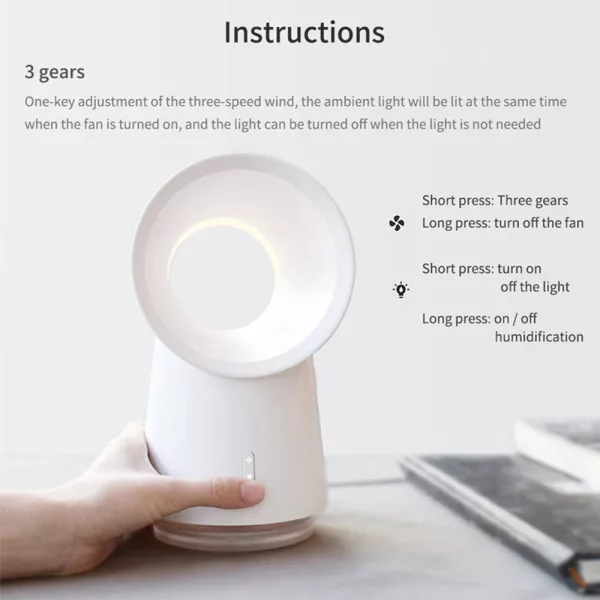 Mini Cooling Fan Bladeless Mist Humidifier w/ LED Light- USB Charging_7