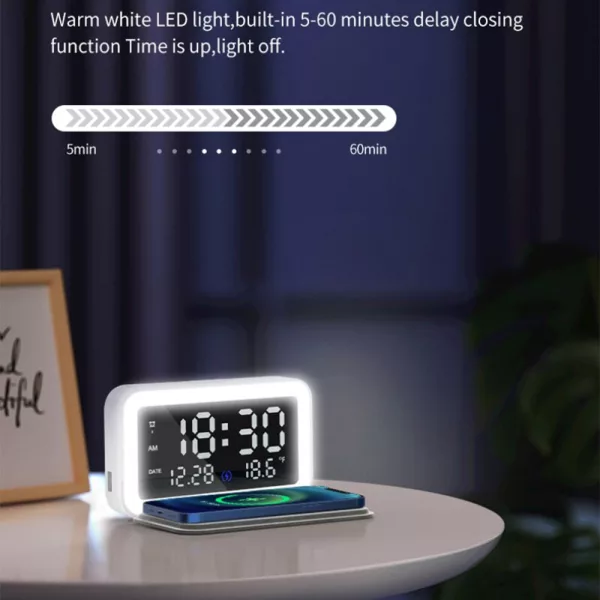 LED Digital Alarm Clock and Wireless Phone Charger- USB Powered_3