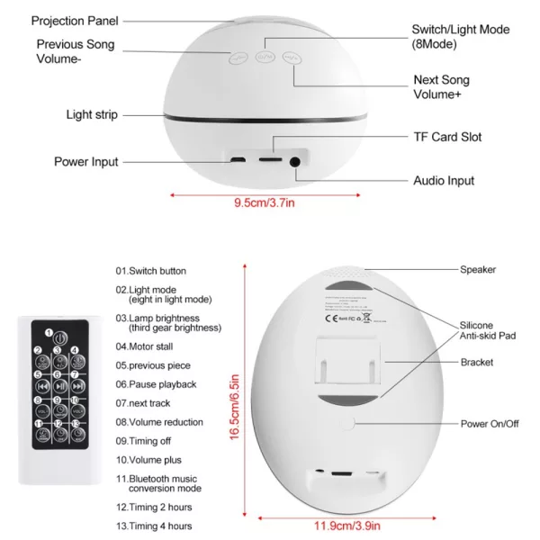 3-in-1 Galaxy Night Light with White Noise- USB Powered_9