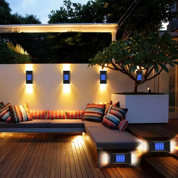 2pc/set LED Outdoor Garden Solar Powered LED Wall Lamps_2