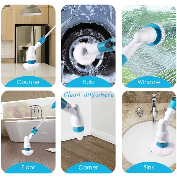 Cordless Turbo Power Electric Spin Scrubber- AU, EU, UK, US Plug_9