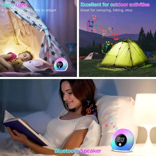 Wireless LED Night Lamp Alarm Clock and Bluetooth Speaker- USB Charging_8