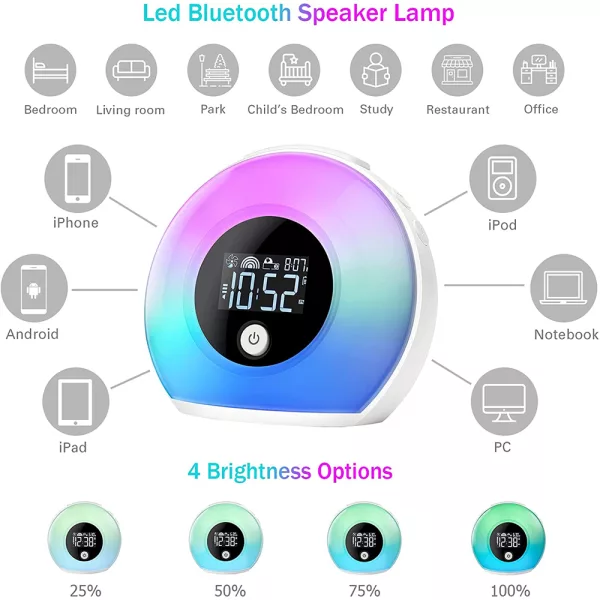 Wireless LED Night Lamp Alarm Clock and Bluetooth Speaker- USB Charging_9