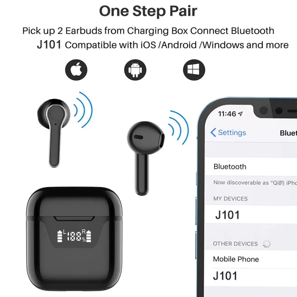 J101 TWS Touch Control Wireless BT Headphones with Mic- USB Charging_5
