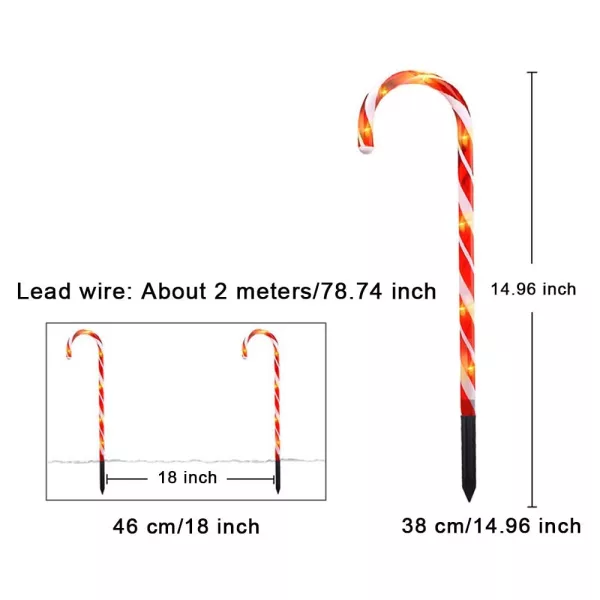 Solar Powered Christmas Candy Cane Pathway Lights Markers_3