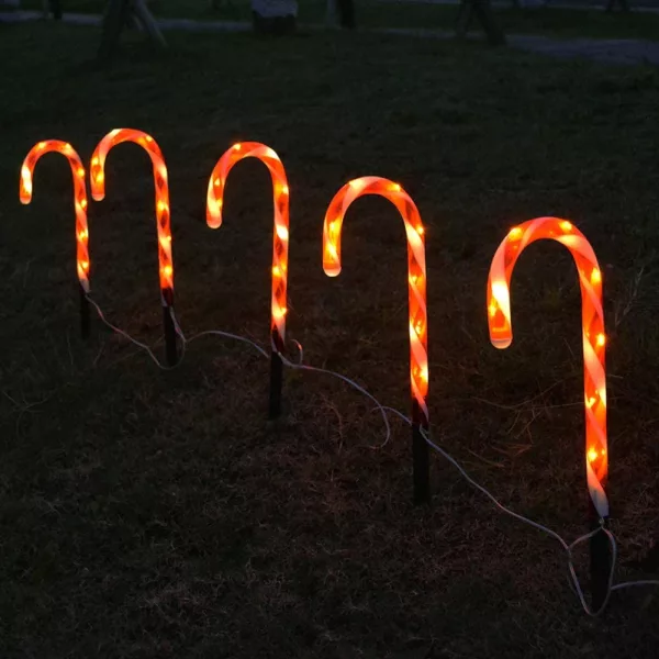 Solar Powered Christmas Candy Cane Pathway Lights Markers_4