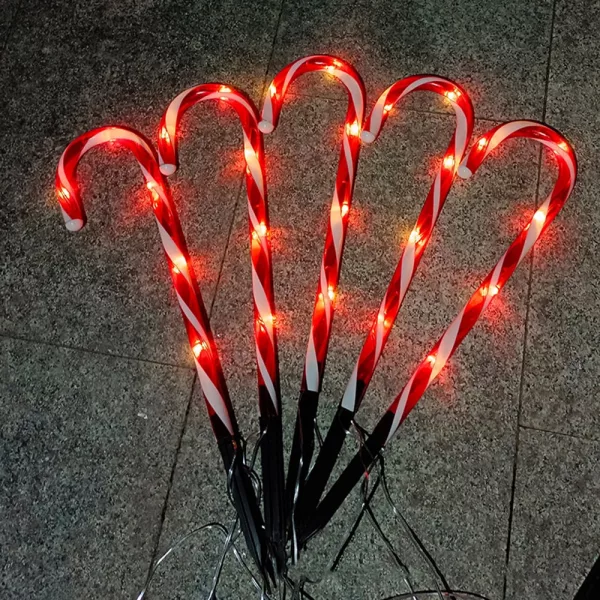 Solar Powered Christmas Candy Cane Pathway Lights Markers_8