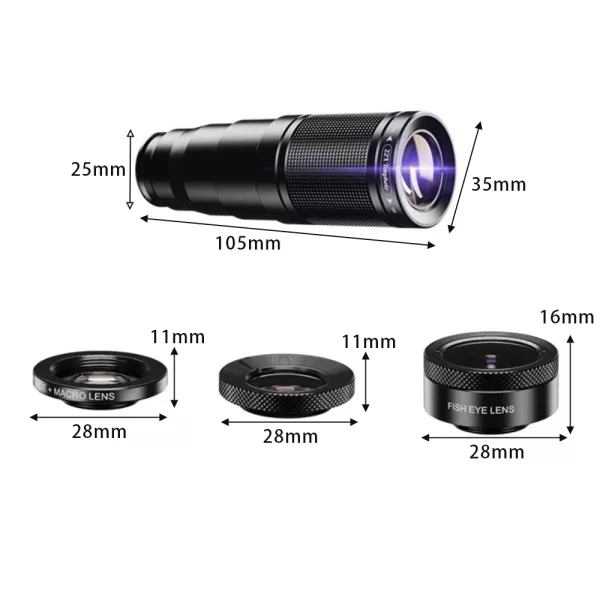 4-in-1 Mobile Phone Camera Lens Kit 22x Monocular Telescope_7