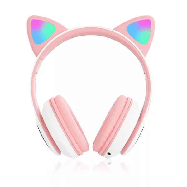 Flashing Light BT Wireless Cat Ear Headset with Mic- USB Charging_0