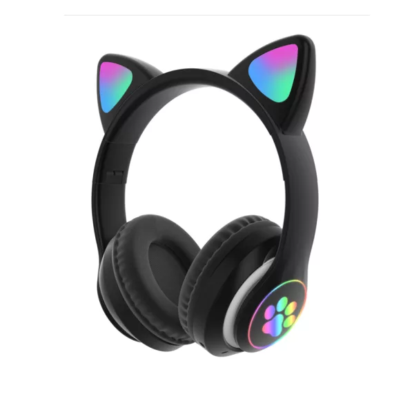 Flashing Light BT Wireless Cat Ear Headset with Mic- USB Charging_6