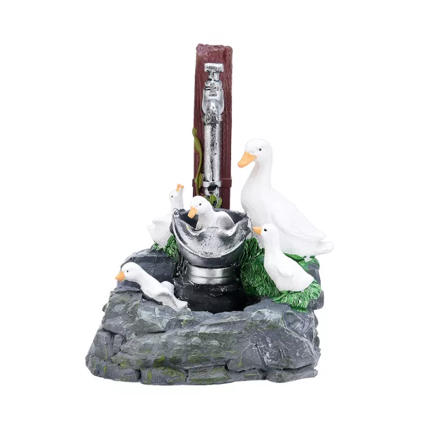 Solar Powered Mini Family Animal Decorative Water Fountain_1