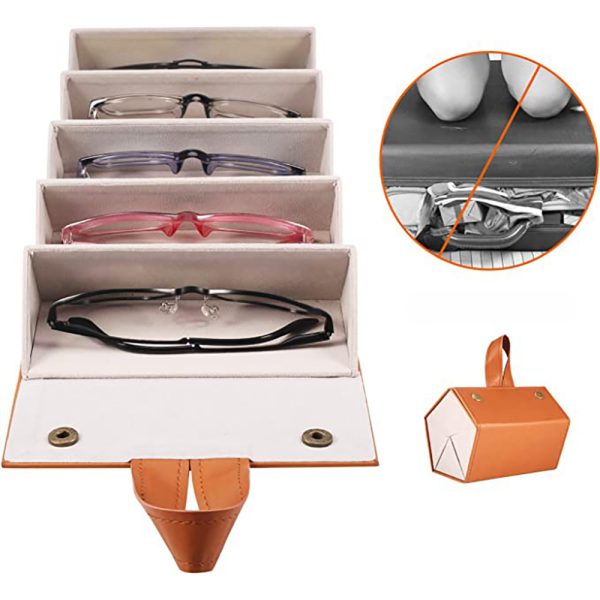 Foldable Sunglasses Organizer Case with 5 Slots Travel Glasses Box_8