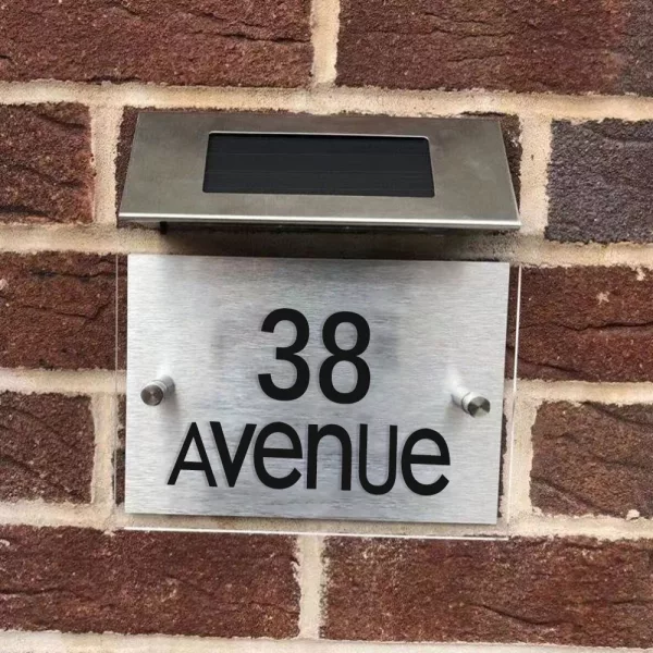 DIY Solar Powered Modern House Stainless Steel Sign Number_2