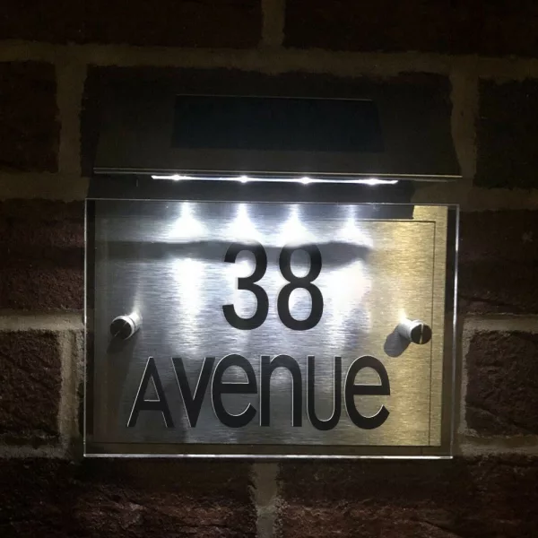 DIY Solar Powered Modern House Stainless Steel Sign Number_4