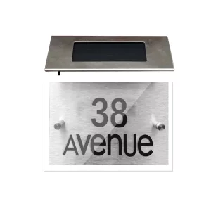 DIY Solar Powered Modern House Stainless Steel Sign Number_0