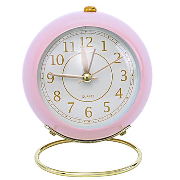 Vintage Silent Metal Desk Clock Non-Ticking Gold Clock Bedside Décor- Battery Powered_2