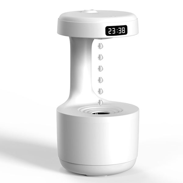 Anti-Gravity Droplet Humidifier with LED Smart Display Clock - USB Rechargeable_0