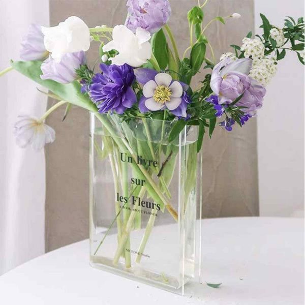 Clear Book Vase Artistic and Cultural Decor Acrylic Vase_4