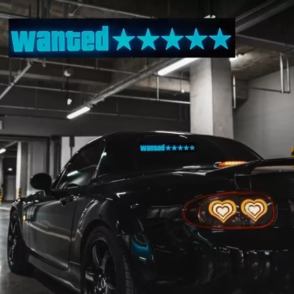 LED Light-Emitting Car Window Sticker Bold 'WANTED' Design-Powered_6