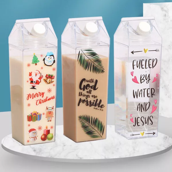 500ml Transparent Milk Carton Designed Portable Clear Beverage Bottle_9