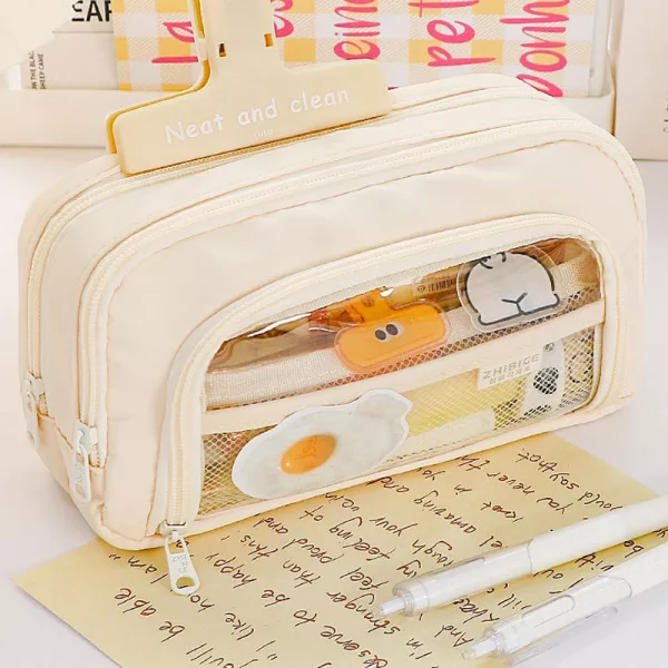 Large Capacity Aesthetic Pencil Bag Korean Style Pen Organizer_4