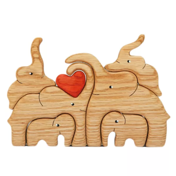 Wooden Elephant Family Stackable Figurine Composite Ornament_3