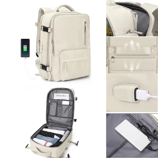 Large Waterproof Travel Backpack with USB Charging Port and Shoe Compartment_7