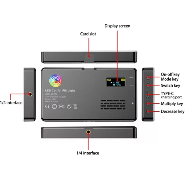 RGB LED Video Light Photography Fill Camera Lighting Panel- USB Rechargeable_7