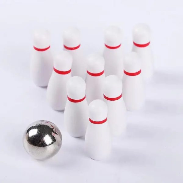 Interactive Toy Mini Bowling Set Tabletop Game - Wooden_7