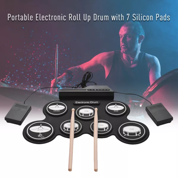 7 Pads Roll-Up Electronic Drum Practice Kit_5