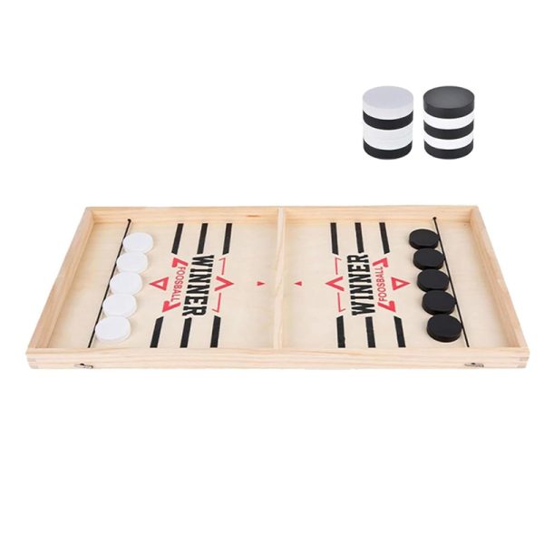 Natural Wood 2 Player Sling Puck Game Interactive Chess Toy Board_2