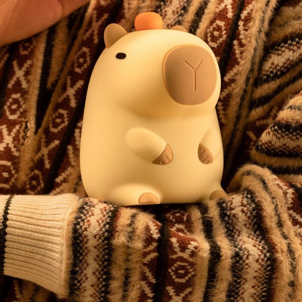 Novelty Cartoon Capybara Shaped Soft Silicone LED Night Light with Rechargeable and Touch Control_7