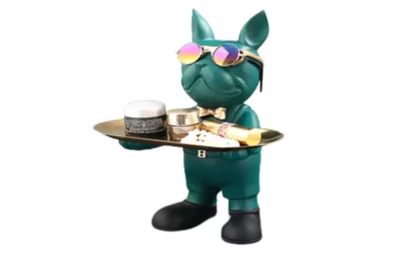 standing bulldog butler with tray